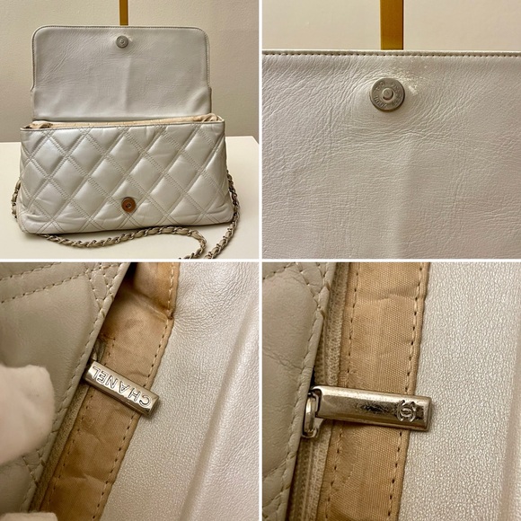 Vintage Chanel Quilted Leather Flap Bag - Light Grey - Picture 7 of 13